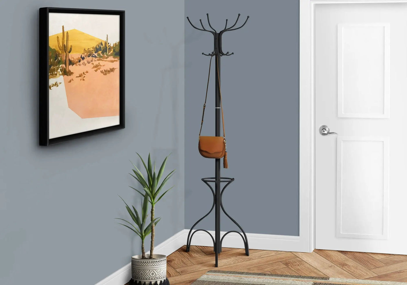 Coat Rack, Hall Tree, Free Standing, 12 Hooks, Entryway, 70"H, Umbrella Holder, Contemporary & Modern by Unique Piece Furniture