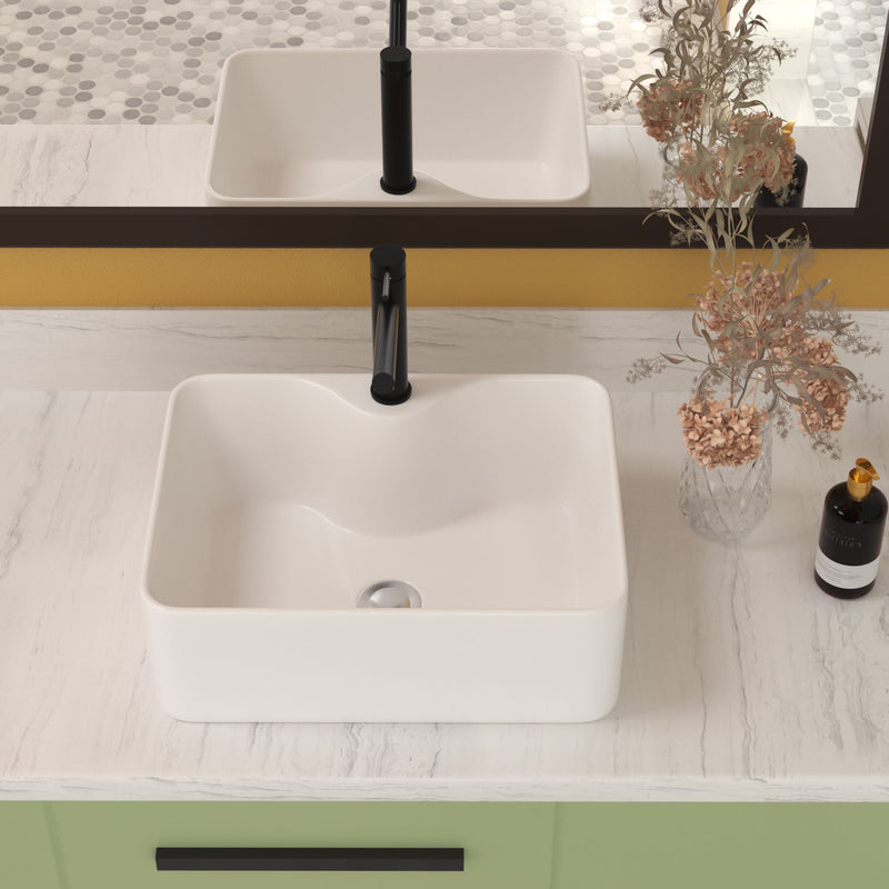Modern Ceramic Rectangular Vessel Bathroom Sink With Sleek Design by HouseOfZazla