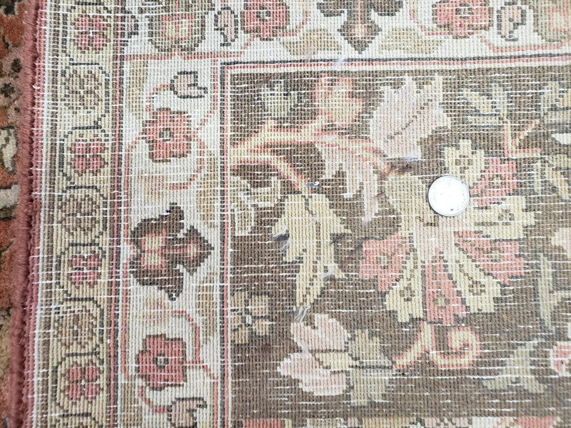 Indo Persian Rug 8x10, Vintage Indian Rug 8 x 10, Fine Hand-Knotted Wool Rug, Rose Clay Red Beige Brown Handmade Area Rug, Floral Medallion by Jewel Rugs