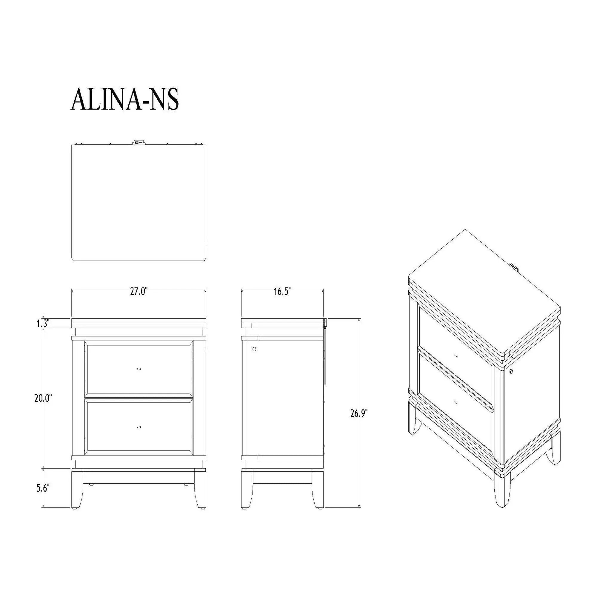 Adalid - Nightstand With Glittered Drawer Front And LED Lighting - White by Unique Piece Furniture