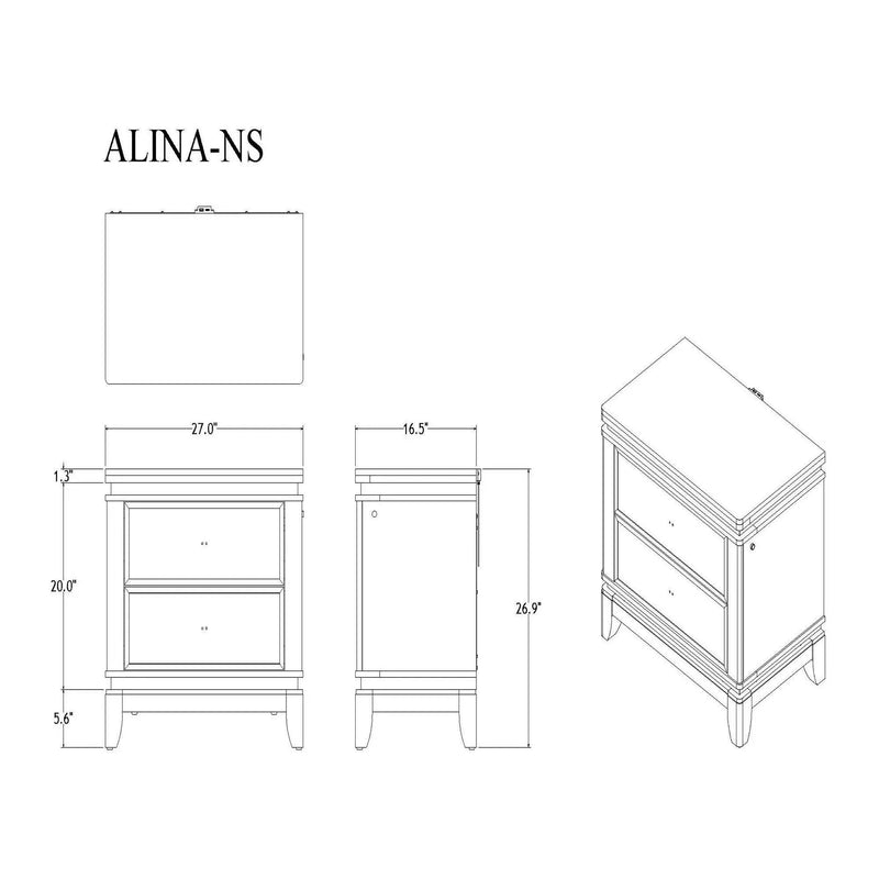 Adalid - Nightstand With Glittered Drawer Front And LED Lighting - White by Unique Piece Furniture