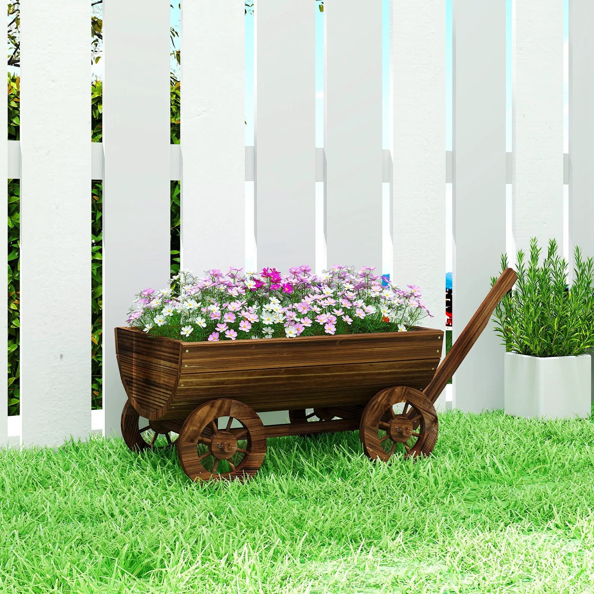 Outsunny Wooden Wagon Planter Box by HouseOfZazla