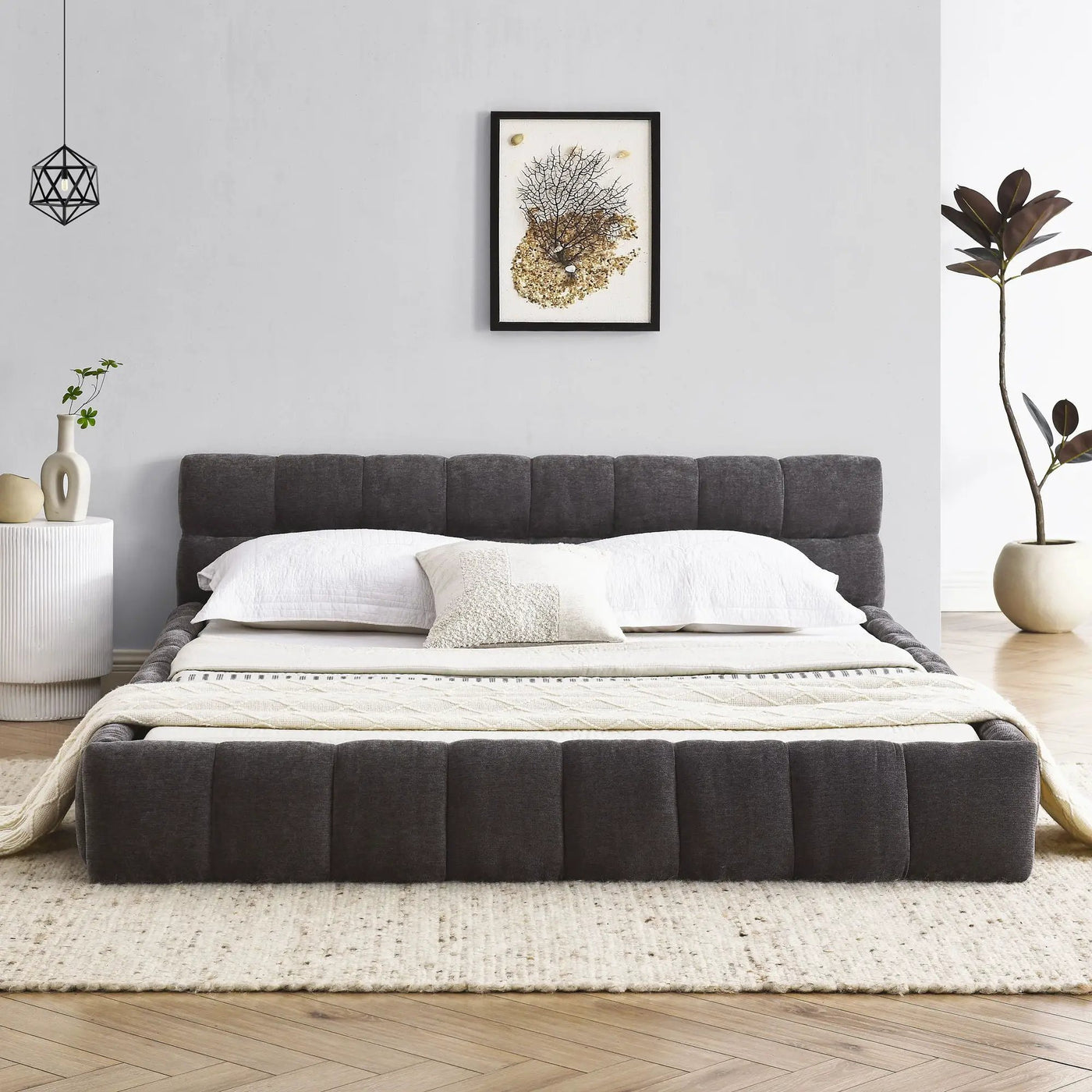 Modern Platform Bed Frame With Thick Fabric by Unique Piece Furniture