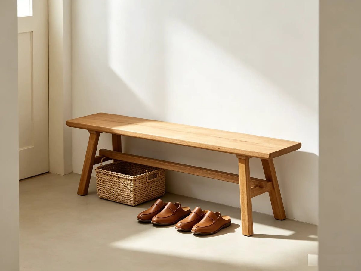 55" Farmhouse Wood Bench - Rustic Solid Wood Dining Room & Entryway Bench by HouseOfZazla
