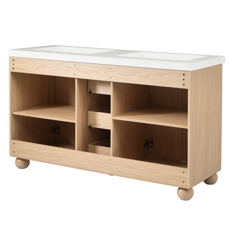 Double Sink Bathroom Vanity With Sinks, Soft Close Doors & 3 Drawers - Wood by HouseOfZazla