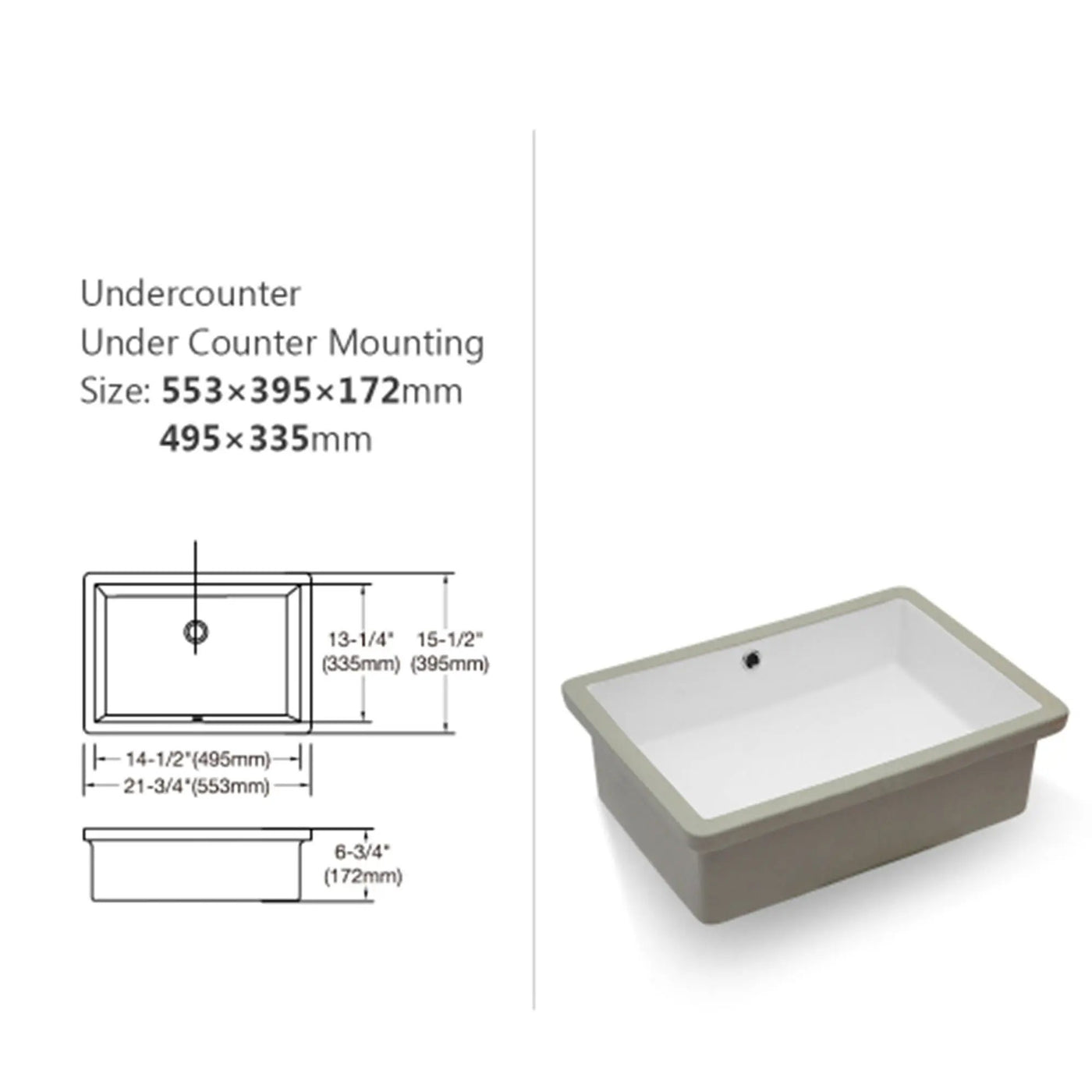 Modern Ceramic Rectangular Undermount Bathroom Sink With Overflow by HouseOfZazla