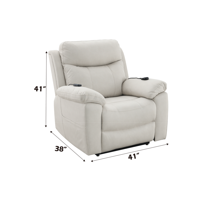 Chriki Beige Fabric Power Recliner with Lift, Heating, and Massage by HouseOfZazla