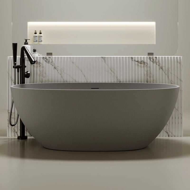 55'' Freestanding Bathtub Resin Stone Soaking Bathtub by HouseOfZazla