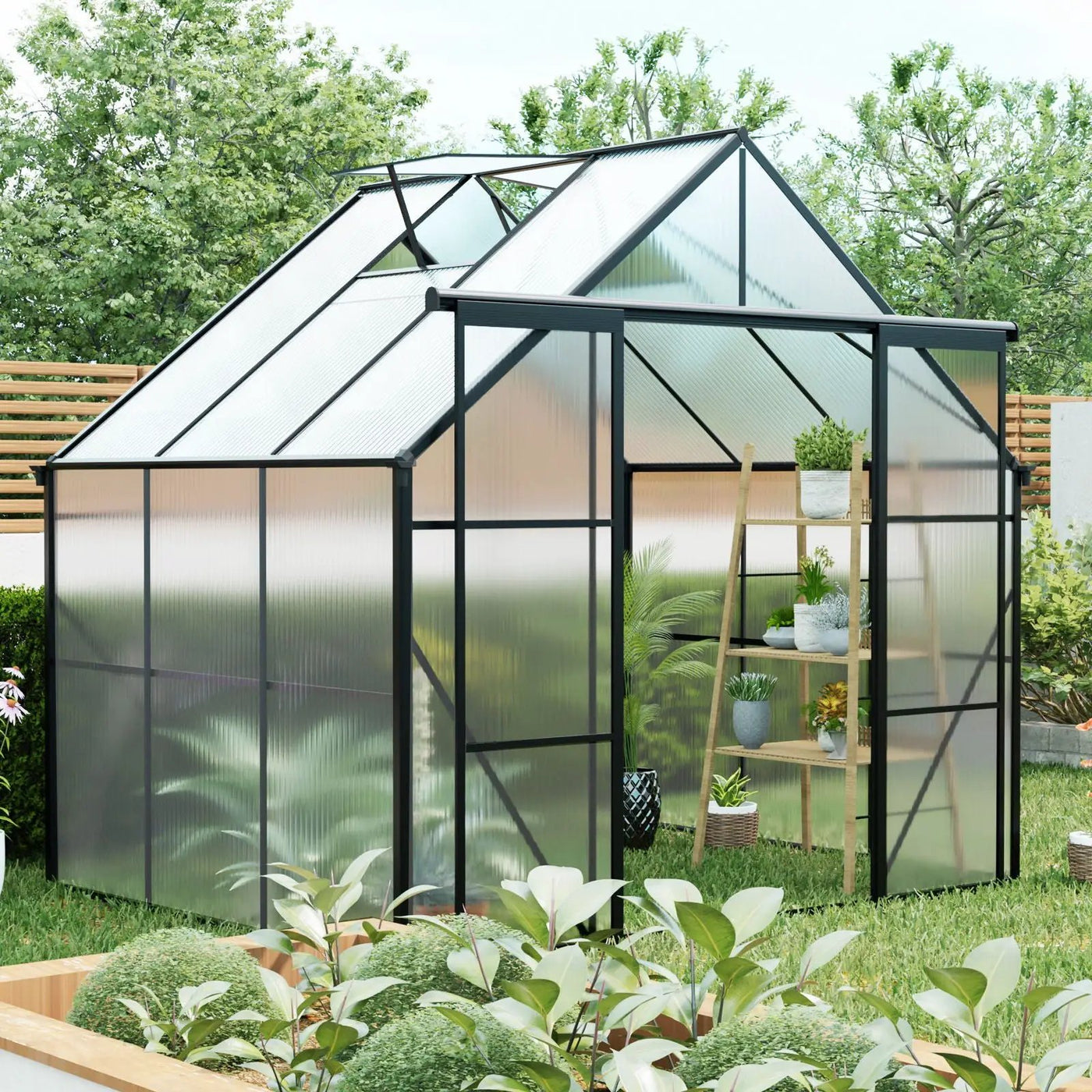 Double Door Polycarbonate house Raised Base And Anchor Aluminum Heavy Duty Walk In houses For Outdoor Backyard In All Season by HouseOfZazla