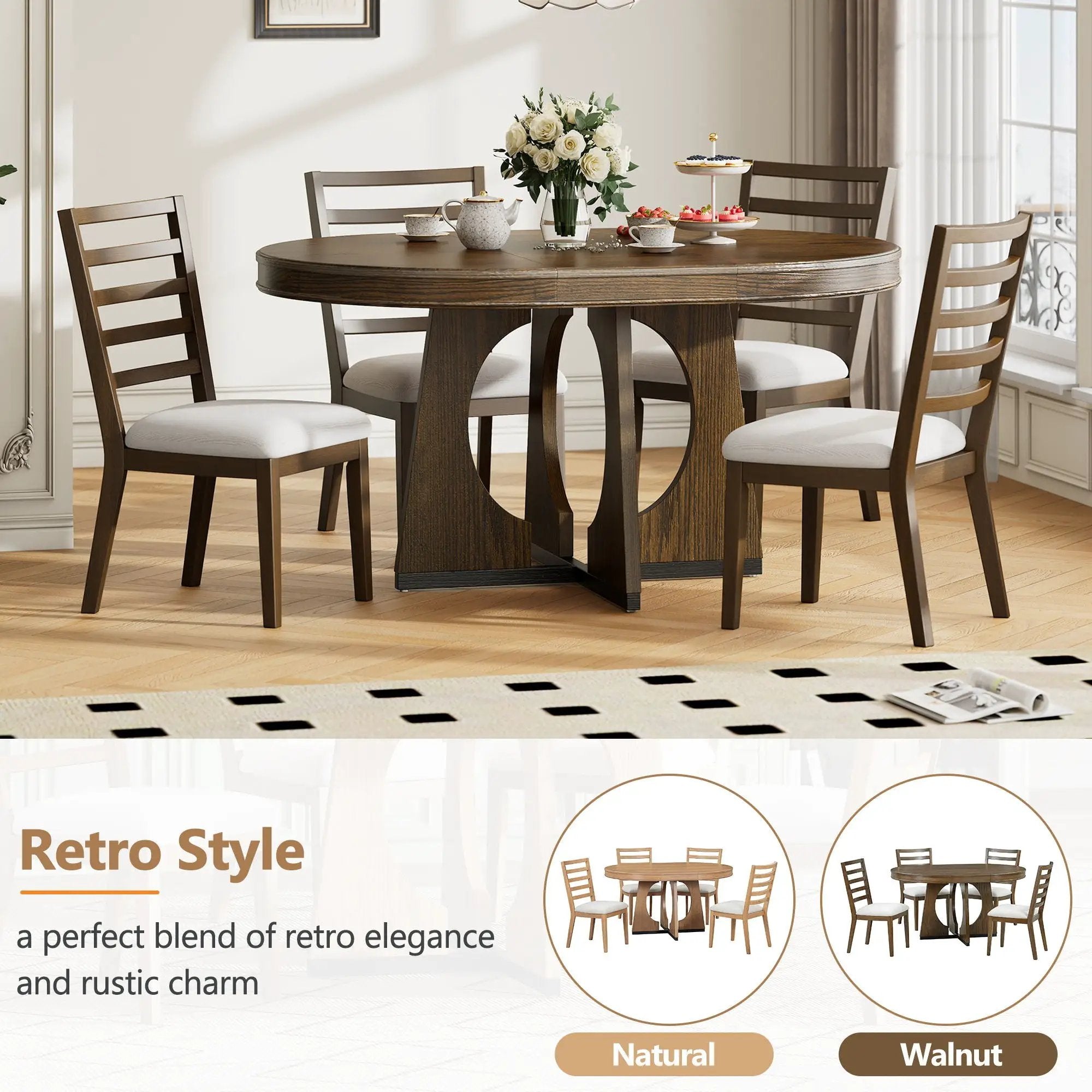 Round Dining Table Set For 4 With Chairs by Unique Piece Furniture