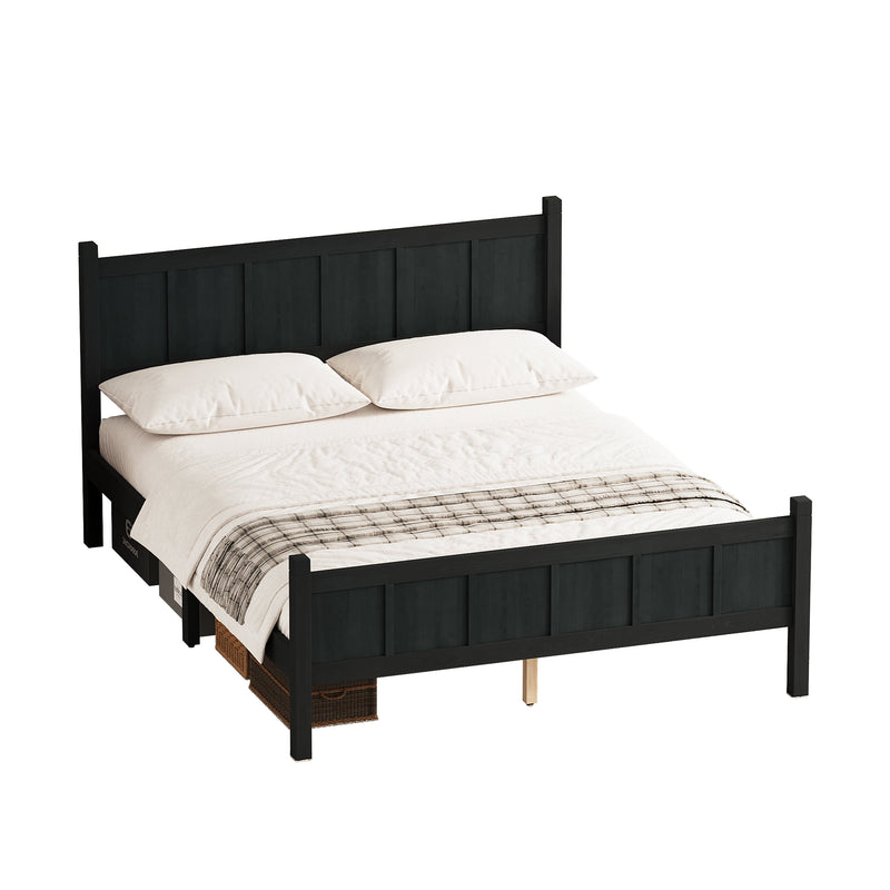 Queen Size Flat Panel Bed with Headboard & Footboard by HouseOfZazla