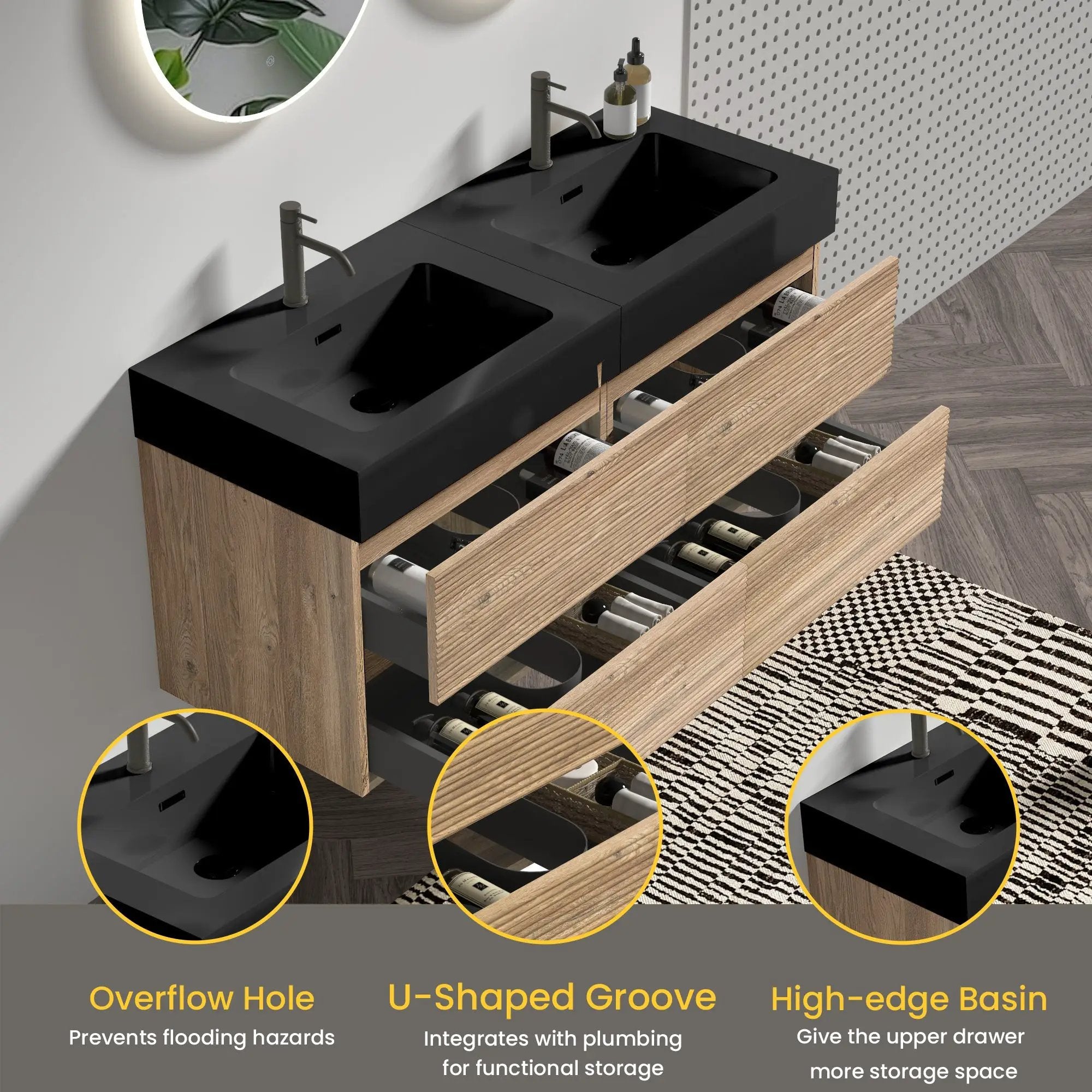 Grace 48'' (24inch*2) Rough Bathroom Vanity by HouseOfZazla