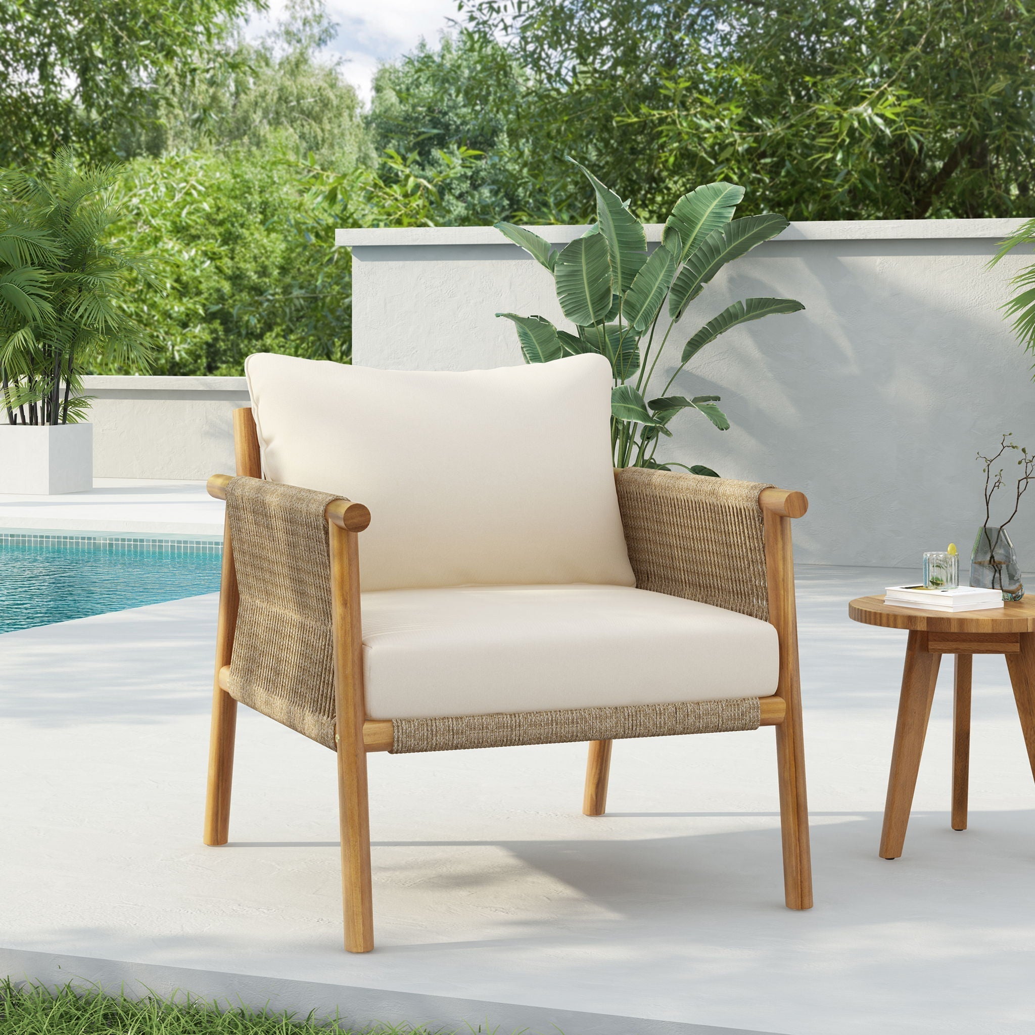 Modern Outdoor Woven Lounge Chair With Solid Frame And Cushions by HouseOfZazla