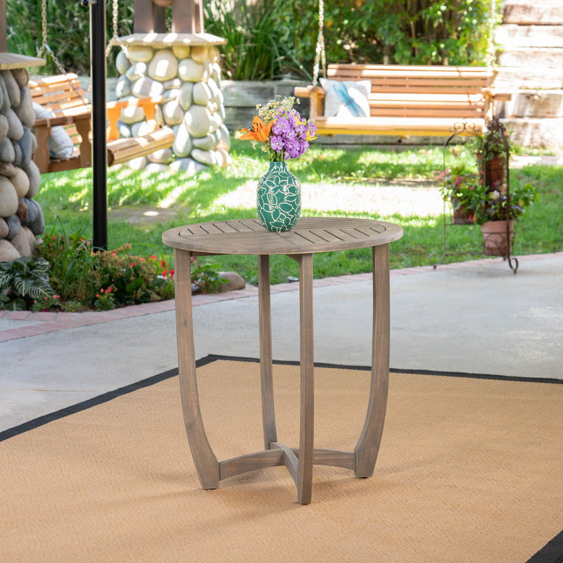 Hermosa Rustic Circular Bistro Table - Gray by HouseOfZazla