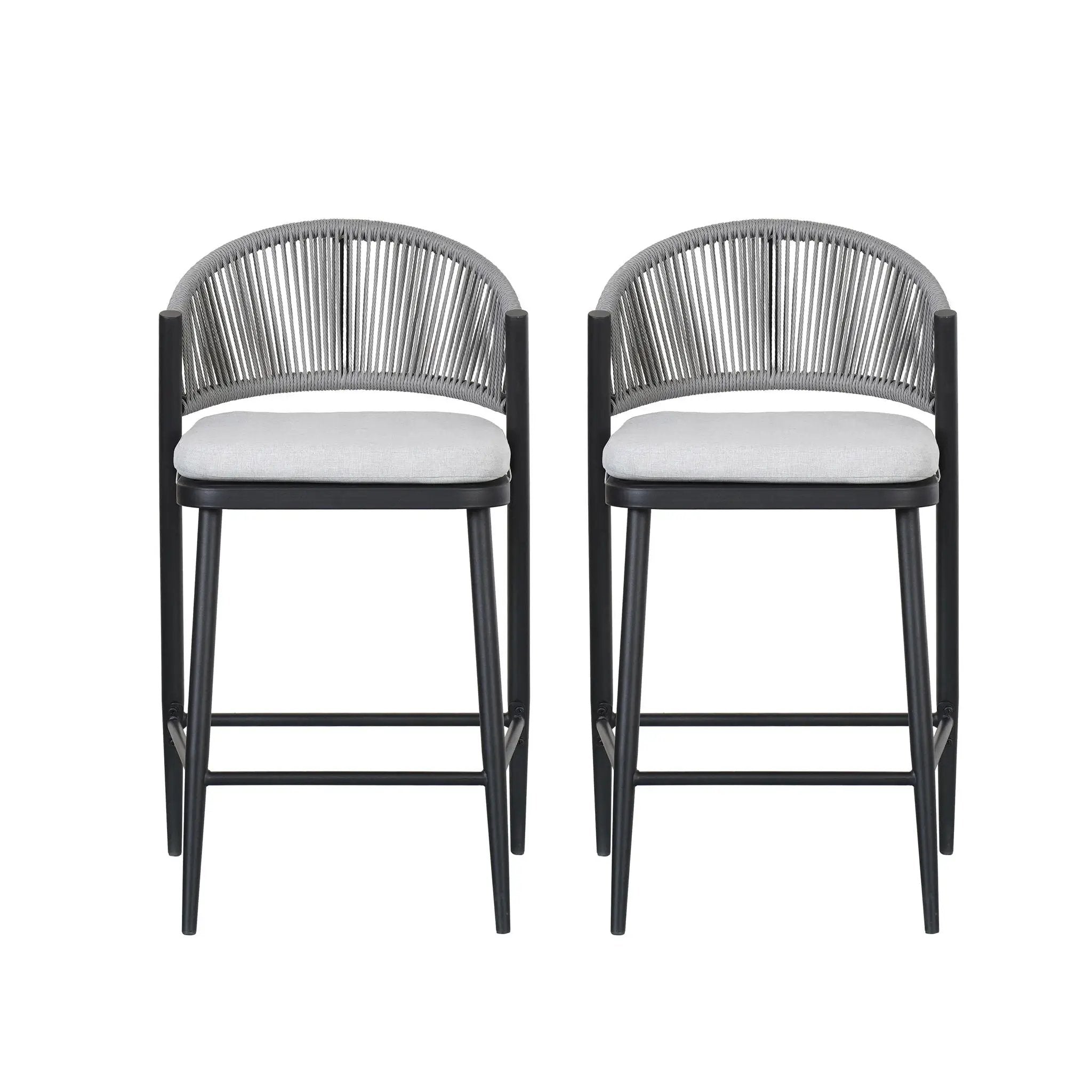 Outdoor 26" Counter Height Metal Frame Counter Stools With Scallop Shaped Backrest & Water Resistant Cushions by HouseOfZazla