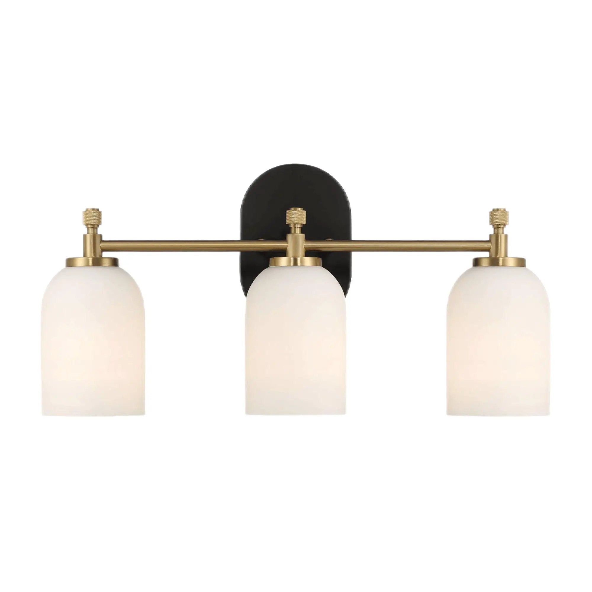 Meadows - 3 Lights Vanity Brush Bathroom Wall Light For Bathroom Over Mirror - Black / Gold / White by Unique Piece Furniture