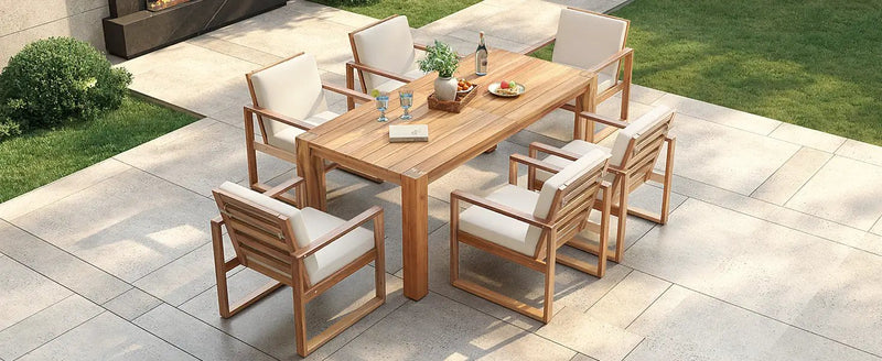 TREXM Patio Table and Chairs Set, 7-Piece Outdoor Dining Set for 6 by HouseOfZazla