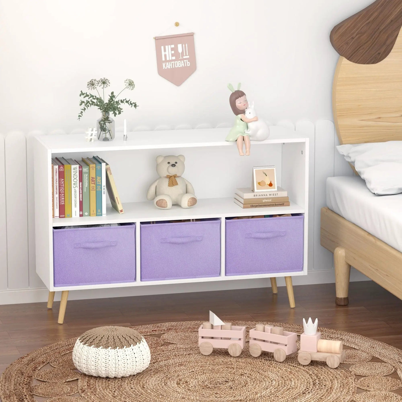 Bookcase With Collapsible Drawers, Book Display Organizer by Unique Piece Furniture