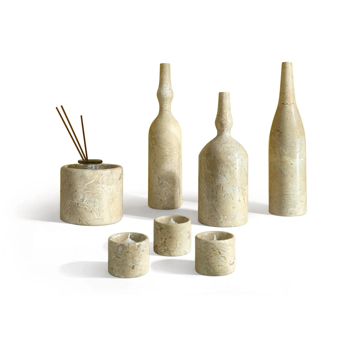 7 Pieces Luxury Natural Marble Living Room Accessories Set by Unique Piece Furniture