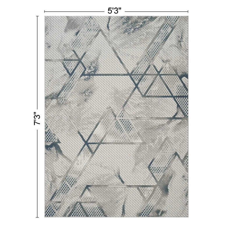 Geometrix - 5'3" X 7'3" Area Rug & Geometric, 3D Effect - Ivory / Gray by HouseOfZazla