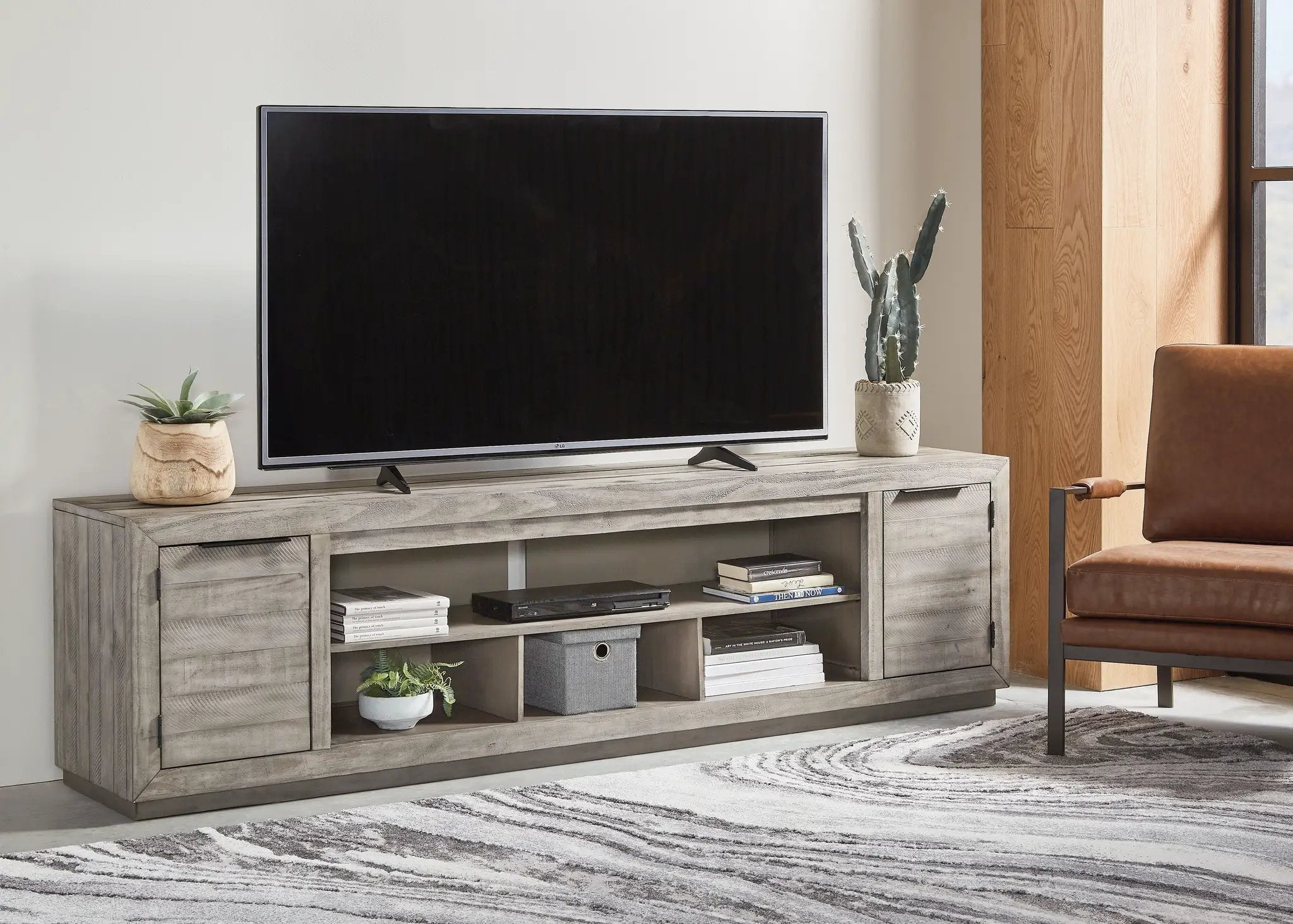 Naydell - XL TV Stand w/Fireplace Option - Gray by Unique Piece Furniture