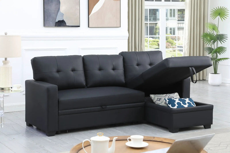 Upholstered Pull Out Sectional Sofa With Chaise by Unique Piece Furniture