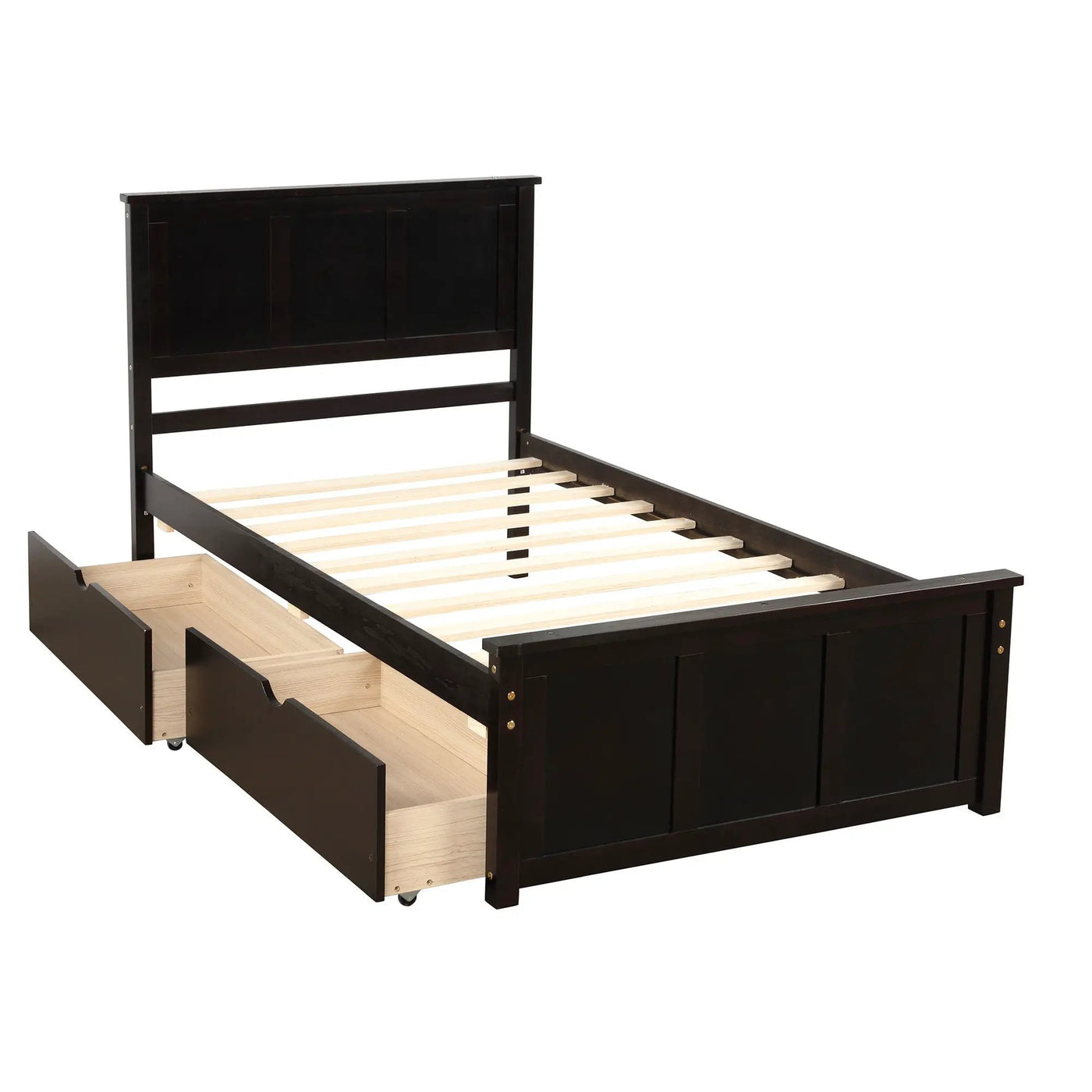 Platform Storage Bed With 2 Wheel Base Drawers by HouseOfZazla
