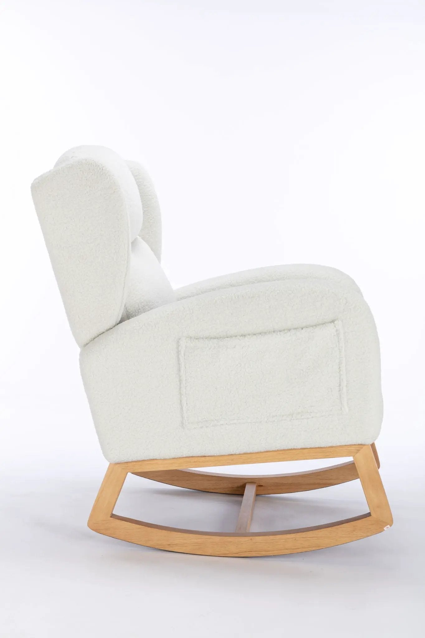 Teddy Fabric Rocking Chair With Packet Wood Legs - Ivory by HouseOfZazla
