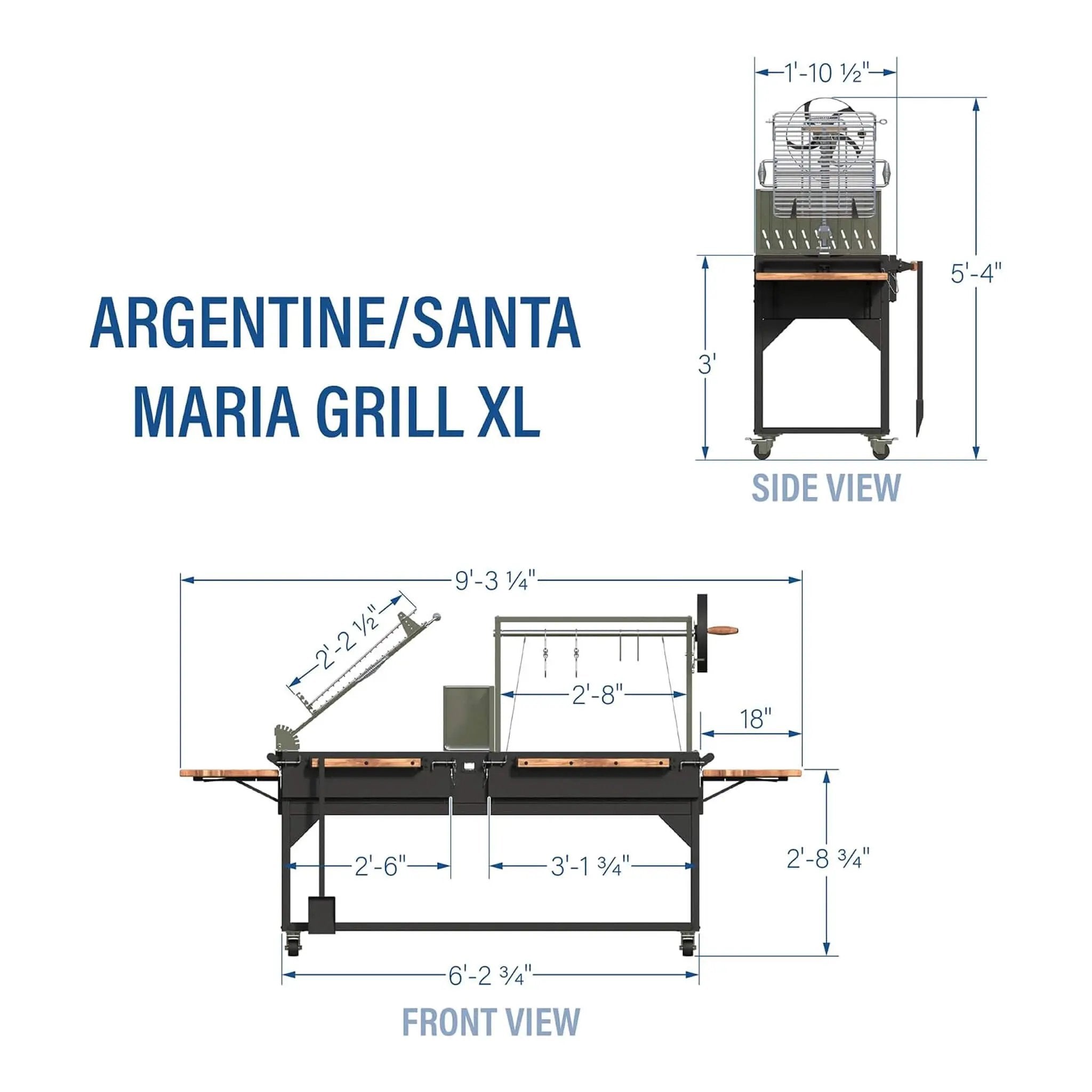 [09X02FT] Extra-Large Argentine Santa Maria Wood Fire And Charcoal BBQ Grill With Brasero (SAK75186) by SAKSBY WHOLESALE