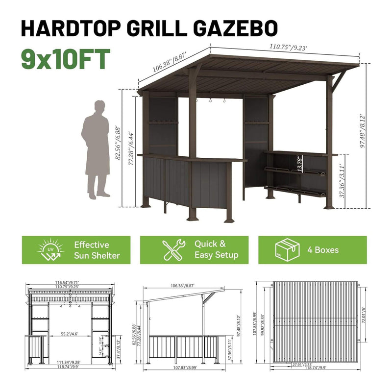 [09X10FT] Alora Premium Outdoor Hardtop Grill Gazebo With Shelves (SAK90431) by SAKSBY WHOLESALE