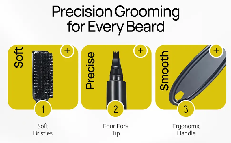 SELZALOT 4-Tip Beard Filler Pen Kit - Waterproof, Sweat-Proof, Long-Lasting Coverage for a Fuller Beard with Brush by Selzalot
