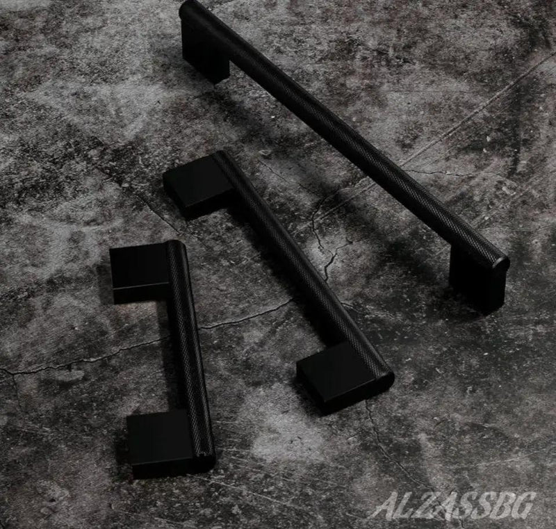 Open Box Alzassbg 10 Pack Matt Black Cabinet Pulls, 5 Inch(128mm) Hole Centers Kitchen Hardware Knurled Cabinet Handles for Cabinets and Drawers by Selzalot