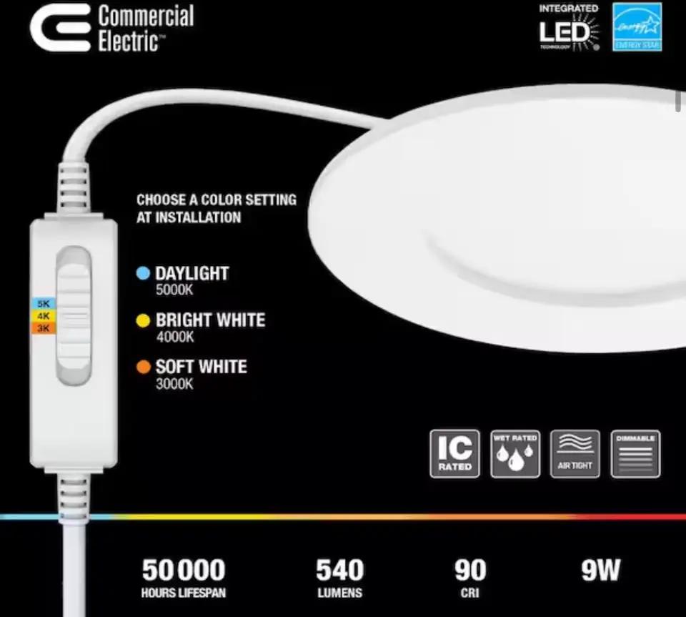 Commercial Electric Pro Value Series LED 4 in Round Adj Color Temp Canless Recessed Light for Kitchen Bath Living rooms, Wht 4-Pk by Selzalot