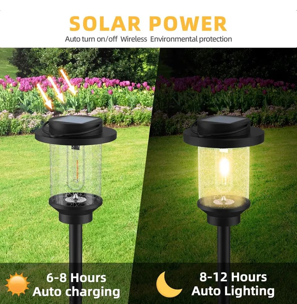 Open Box EVELYNSUN Solar Outdoor Lights Waterproof, Bright Solar Pathway Lights for Walkway Yard Backyard Lawn Patio Driveway Decorative(6 Pack) by Selzalot