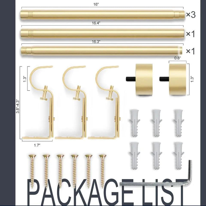 Zeerobee Curtain Rods for Windows 48 to 84, 1 Inch Gold Curtain Rod Set, Heavy Duty Drapery Rods with Adjustable Curtain Rods, Outdoor Modern Curtain by Selzalot