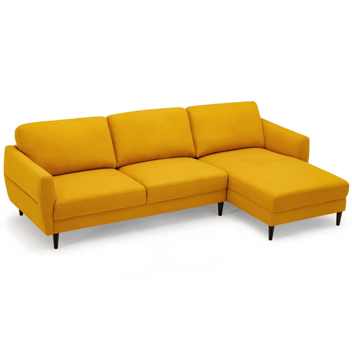 L-Shaped Fabric Sectional Sofa with Chaise Lounge and Solid Wood Legs, photo 12 of 16