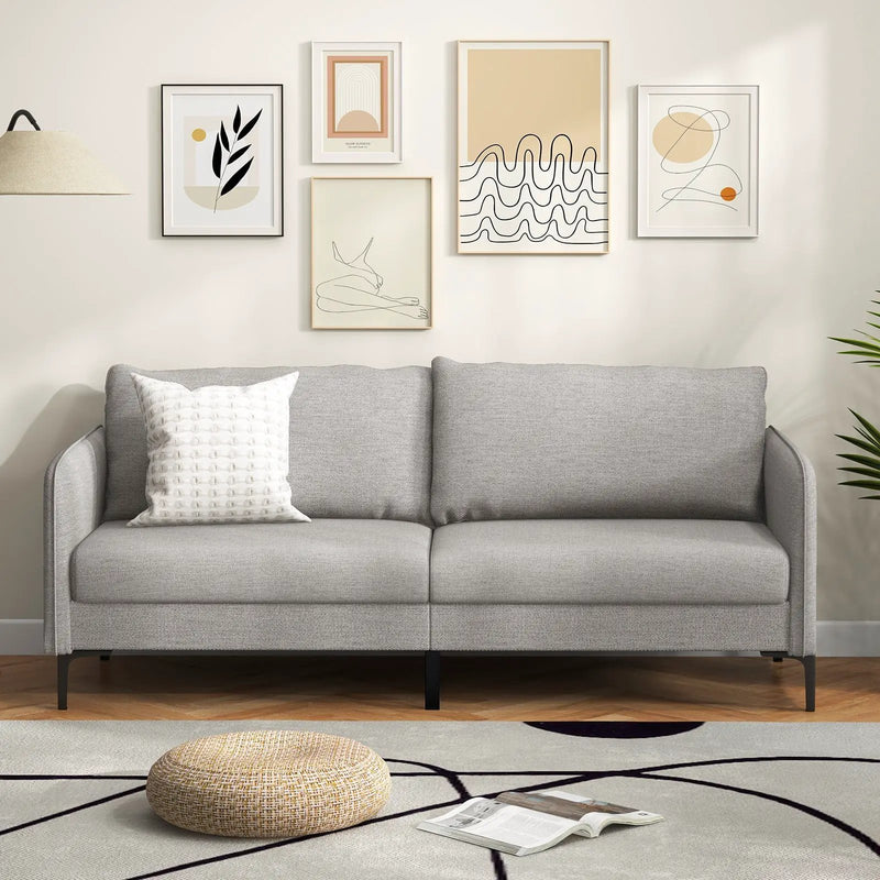 Modern 76 Inch Loveseat Sofa Couch for Apartment Dorm with Metal Legs-Gray by DirectDeals