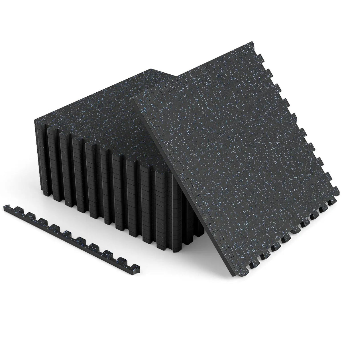 Interlocking Rubber Exercise Mat 48 Sq Ft with Borders