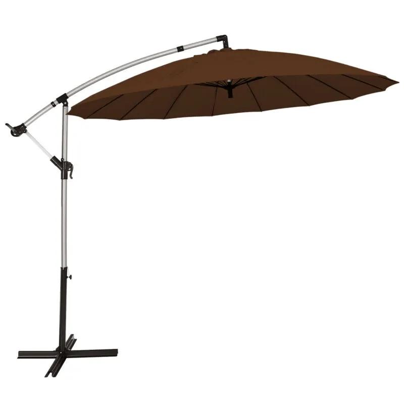 10 Feet Patio Offset Umbrella Market Hanging Umbrella for Backyard Poolside Lawn Garden by DirectDeals