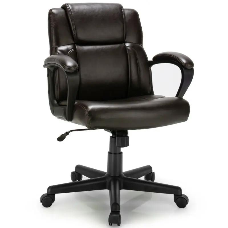 Adjustable Leather Executive Office Chair Computer Desk Chair with Armrest by DirectDeals