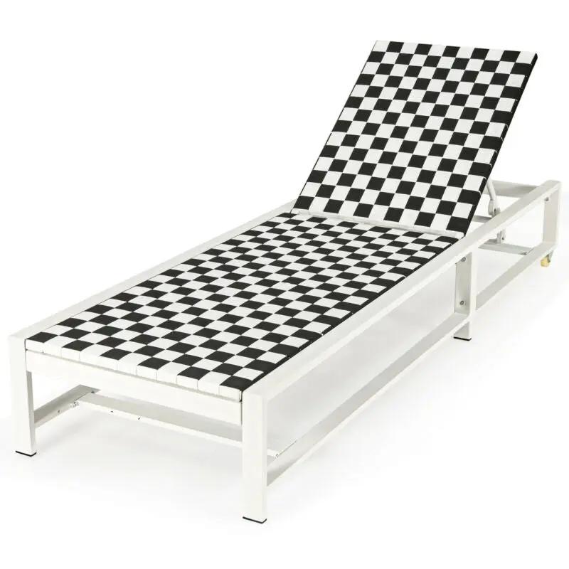 Patio Adjustable Reclining Chair Lounge Chair Chaise for Garden Deck Wheel by DirectDeals