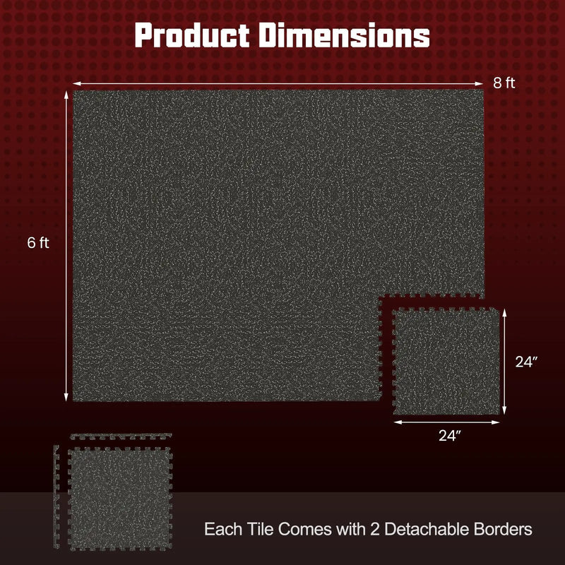 0.79 inch Thick Rubber Top Exercise Mat 48 Sq Ft with Boarders by DirectDeals