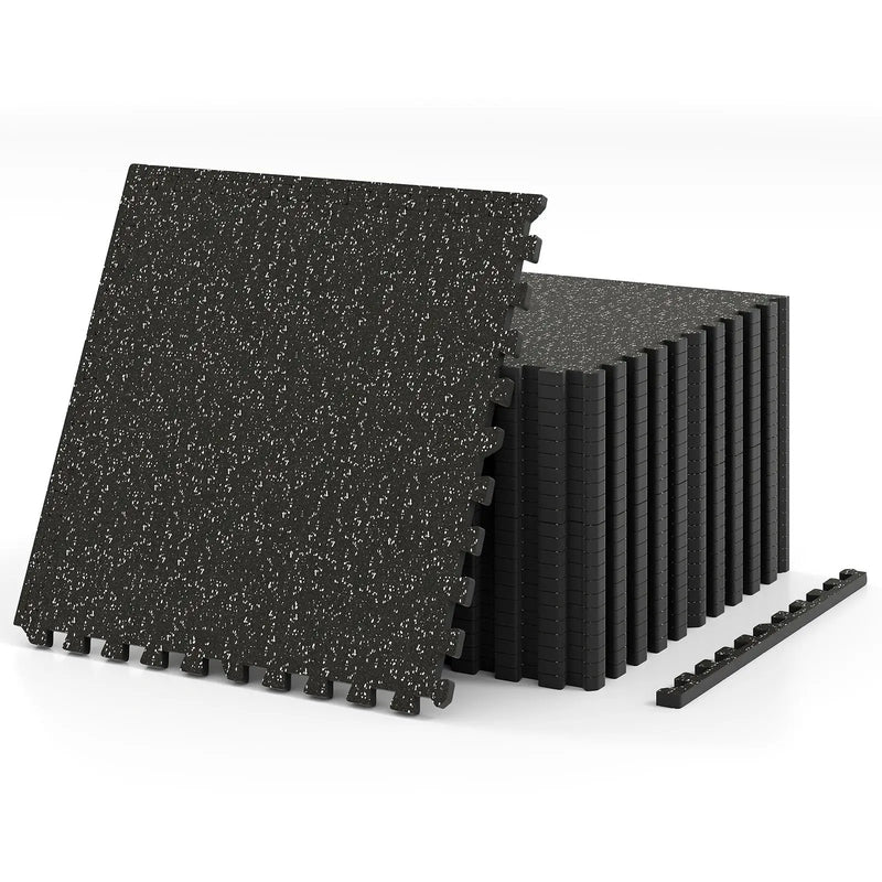 0.79 inch Thick Rubber Top Exercise Mat 48 Sq Ft with Boarders by DirectDeals