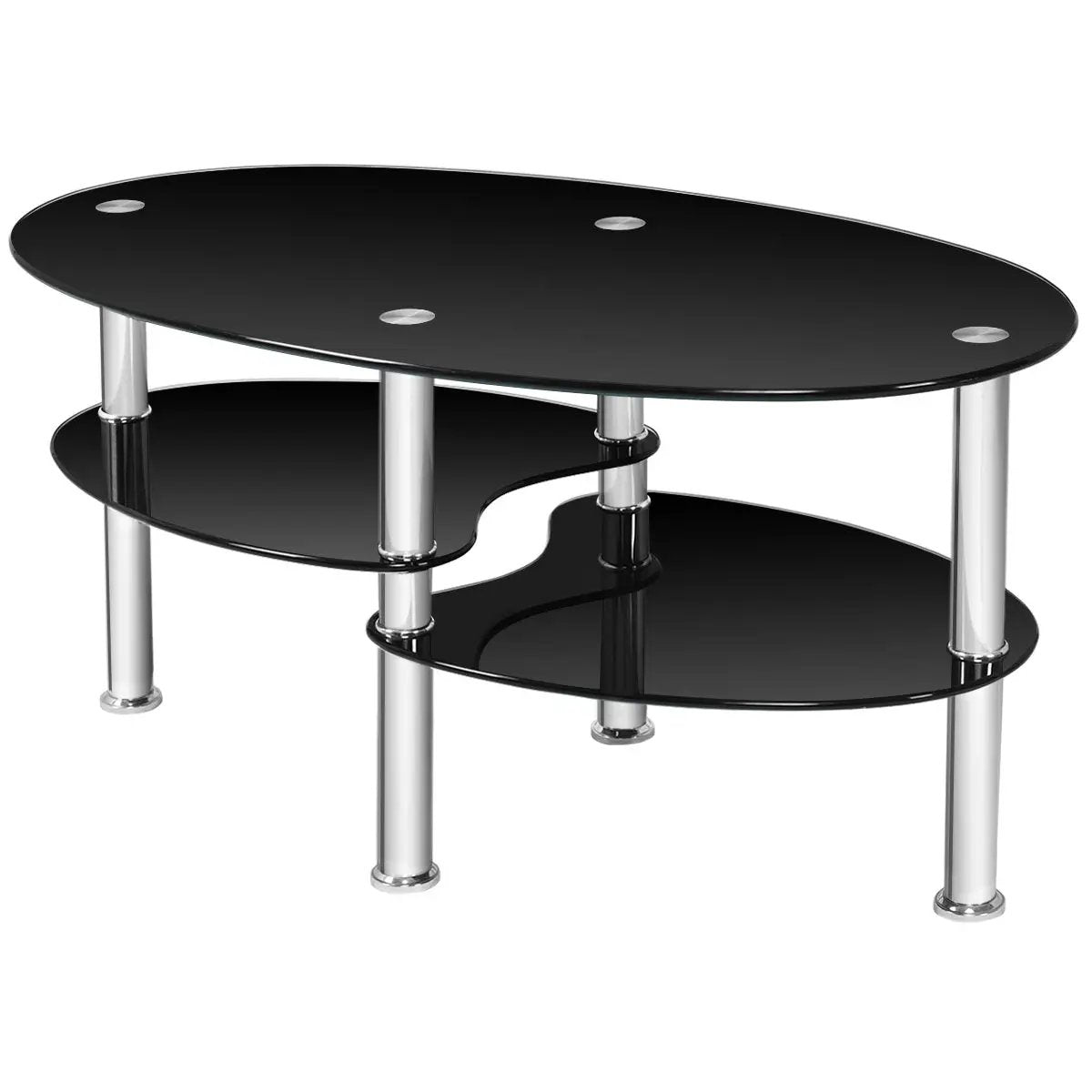 Tempered Glass Oval Side Coffee Table, photo 4 of 9