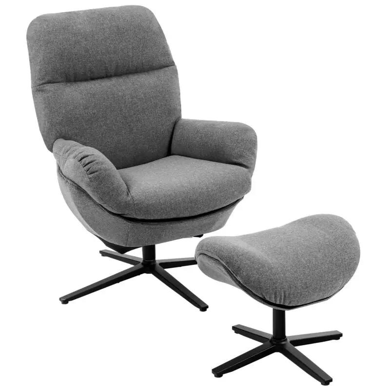 Upholstered Swivel Lounge Chair with Ottoman and Rocking Footstool by DirectDeals
