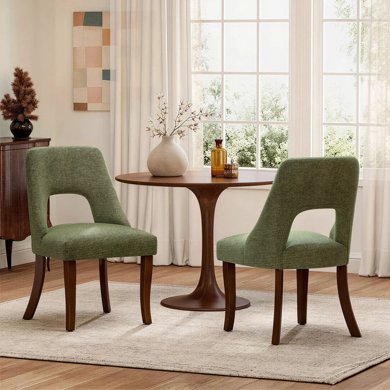 Upholstered Dining Chair With Curved Legs (Set of 2) - Green by Unique Piece Furniture