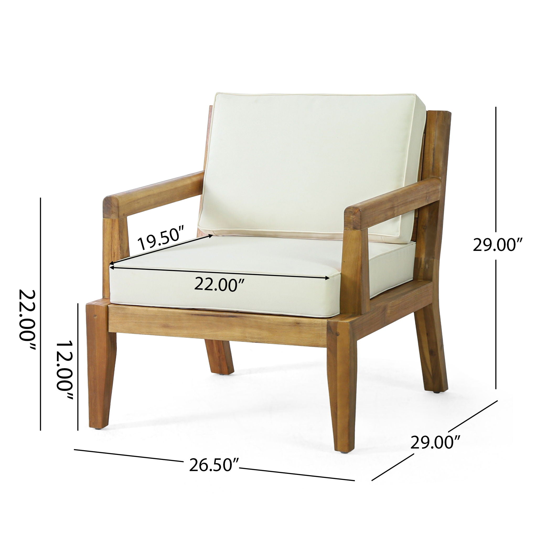 Outdoor Club Chair With Cushions - Beige by HouseOfZazla