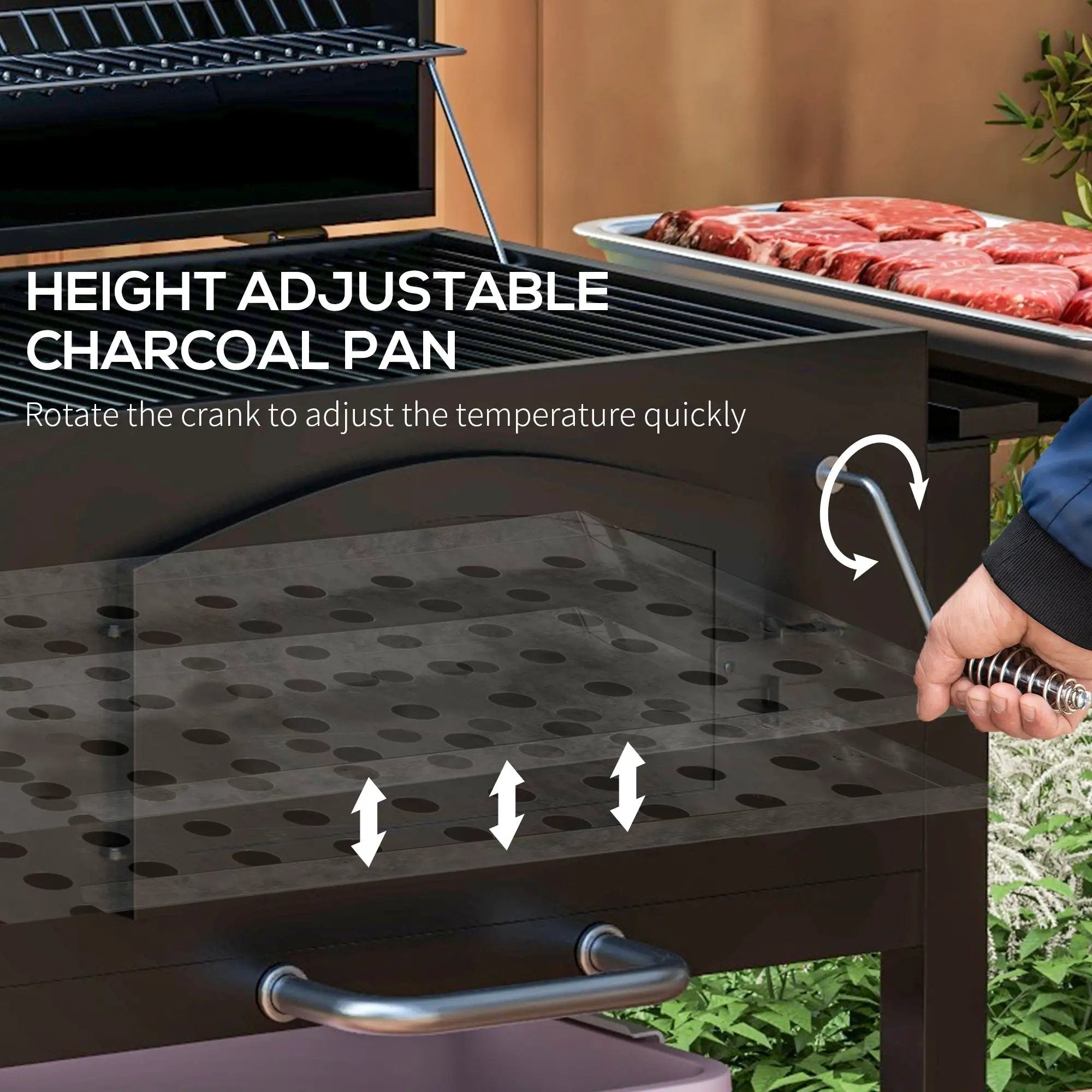 Outsunny Charcoal Grill with Adjustable Height & Folding Shelves by HouseOfZazla