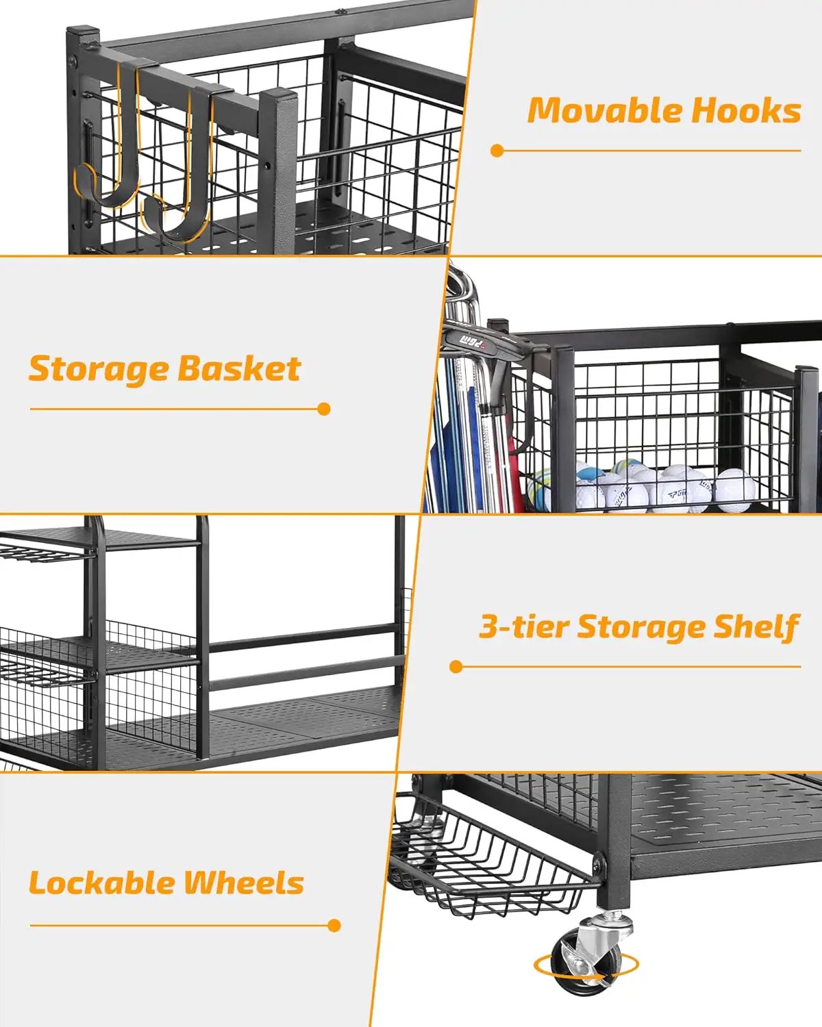 4 Golf Bag Organizer Garage Storage by HouseOfZazla