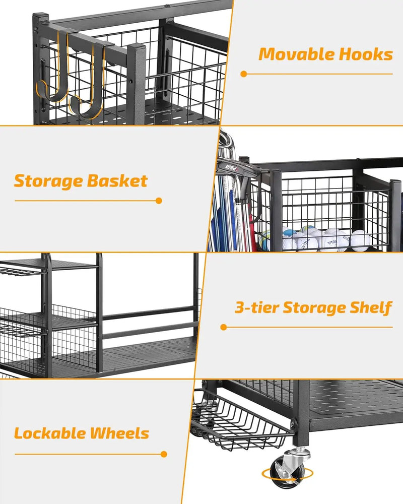 4 Golf Bag Organizer Garage Storage by HouseOfZazla